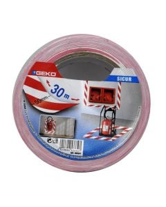 Adhesive barrier tape, Geko, Sicur, 50 mm x 30 m, red/white