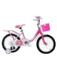 Biçikletë, 16", ngjyra roz, me rrota suportive