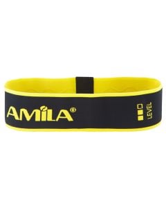 Resistance band for fitness exercises, Amila, Hip Loop Band, Medium, nylon & latex, thickness 2.2 mm, 7x34.3 cm, 17.25 kg, yellow