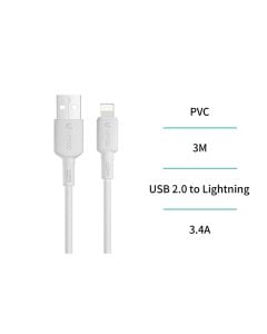 Fishë karikimi, Unico, CB1794, USB - Lightning, 15W, 300 cm, ngjyrë e bardhë