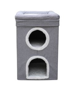 Kruajtëse thonjësh dhe ndenjëse për mace, Pets, 39x39xH64 cm, formë shtëpie, ngjyrë gri