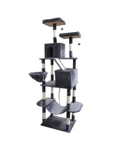 Kruajtëse thonjësh dhe ndenjëse për mace, Pets, 60x50xH205 cm, formë peme, ngjyrë gri