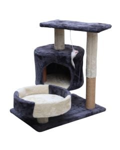 Kruajtëse thonjësh dhe ndenjëse për mace, Pets, 50x35x55 cm, formë peme, ngjyrë bezhë
