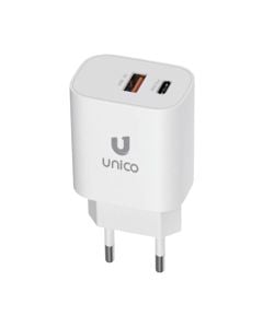 Kokë karikuesi, Unico, HC1700, 25W, 2 hyrje USB dhe Type-C, ngjyrë e bardhë
