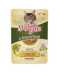 Ushqim për mace, Miglior Gatto, 85 g, me mish pule dhe bizele