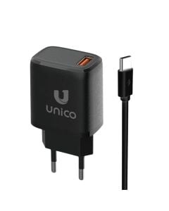 Karikues + fishë, Unico, HC4469, 18 W, hyrje USB, fishë USB - Type-C, ngjyrë e zezë