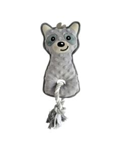 Plush toy with animal sounds, Love Story, 15x H37 cm, raccoon shape, gray color