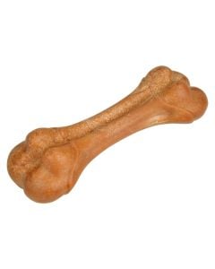 Dog toy, Love Story, 21 cm, nylon and wood fiber material, bone shape, chicken flavor, brown color
