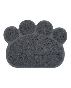 Cat litter mat, Love Story, 40x30 cm, paw shape, gray