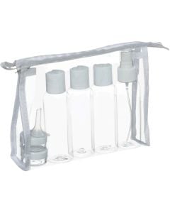 Set me shishe për udhëtim, Five, 7 copë, material PP & PVC, transparente