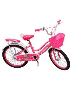 Biciklete, 20", per vajza, roze, me kosh, nje shpejtesi