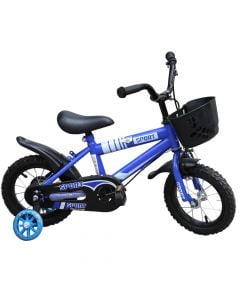 Biciklete, 12", per femije, strukture metalike, blu, me rrota ndihmese