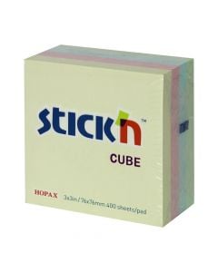 Letra me ngjitje, Stickn Cube, Hopax, letër, 7.6x7.6 cm, neon, 400 copë
