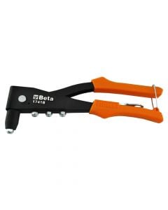 Riveting pliers supplied with 4 interchangeable nozzles, Aluminium/Steel Ø2.4-5mm, Stainless steel Ø2.4-4mm