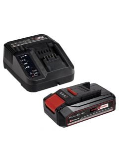 Battery and charger, 18 v, 2.5 Ah, Einhell, Power X-Change Starter Kit, LED alarm, electronic charger