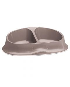 Double food bowl, Stefanplast, Chic, 27x17,5x7,2h, pastel gray