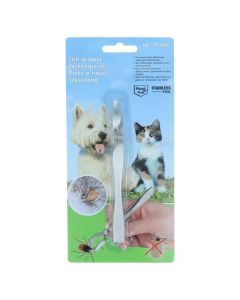 Tweezers for removing fleas from animals, 13 cm x 10 mm x 11 mm, metal