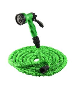 Flexible water pipe, Kinzo, 5-15 m, with spray gun and adapter