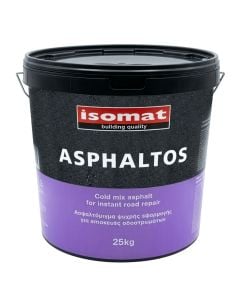 Asfalt per aplikim ne gjendje te ftohte, Isomat, Asphaltos, 25 kg, 1.75 kg/iter ( densiteti I lenget), 2.1 kg/liter (densiteti I ngjeshur )