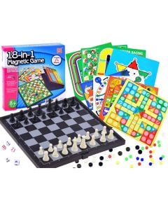Loje argetuese 18 ne 1, Shah, Tavell, Dame, Ludo, Mos u nxeh, Shah Hekzagonal, Loja Morris, Goose, Motor dhe Train Chess