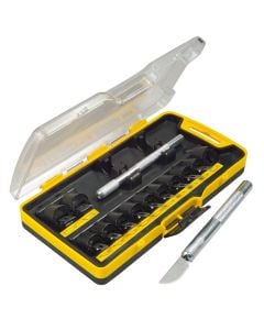 Set with precision knife + blade, Stanley, 12 pc, Inox