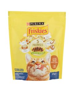 Ushqim per mace sterile, Friskies, mish pule dhe gjel deti, 375 g