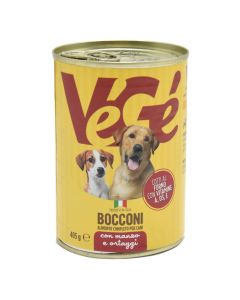 Ushqim I konservuar per qen, Vege, me mish vici dhe perime, 405 g