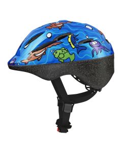 Bicycle helmet for children, Abus, size S, with ventilation and mosquito nets, blue color