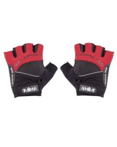 Gym gloves, Amila, size M, with inner protective layer, red and black