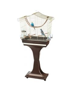 Bird cage, Imac, Sofia, cage H63 x 33 x 61 cm, support 133 cm, color brown with gold