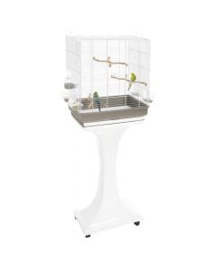 Bird cage, Imac, Camilla, cage H50 x 30 x 57 cm, support 129 cm, color white with gray