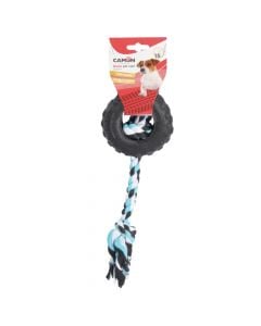 Dog toy, Camon, rote TPR with rope, 15 cm