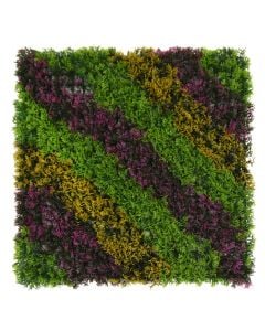 Fence with artificial leaves, Giardino Verde, Cupressus, 50 x 50 cm, 550 g, 400 leaves, green, purple, orange