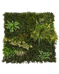 Gardh me gjethe artificiale, Roma, Giardino Verde, Roma, Meadow, 100 x 100 cm, 3.1 kg, 1507 gjethe, ngjyra jshile me te bardhe