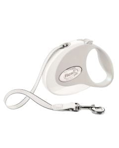 Litar drejtues per qen, Flex, Style, S, 3m, 15 kg, ngjyre e bardhe