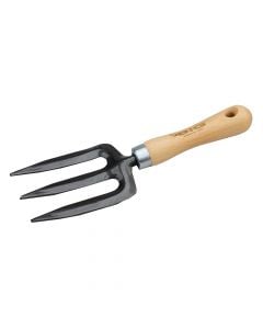 Gardening tool, Big, 9 x 27 cm, 3 tines, metal head, wooden handle