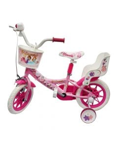Bicycle for girls, 12ª. Denver, Flower, pink color, with auxiliary wheels