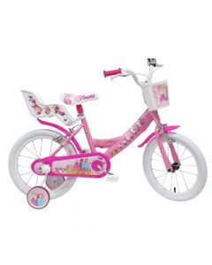 Bicycle for girls, 16ª. Denver, Flower, pink color, with auxiliary wheels