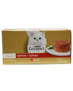 Ushqim per mace, Gourmet Gold, Tortini, 4x85 g, me mish pule dhe vici