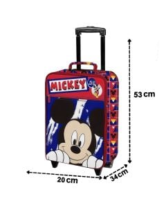 Travel suitcase, Mickey Mouse, polyester, 20", W20 x D34 x H53 cm, red and blue color