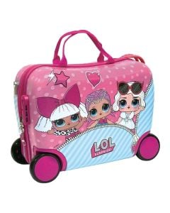 Travel suitcase, LOL, plastic, W22 x D34 x H45 cm, pink color