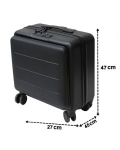 Valixhe udhëtimi, Lux, polikarbonat, 18", W27 x D45 x H47 cm, ngjyra e zezë