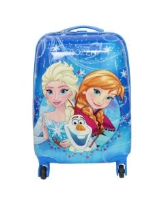 Valixhe udhëtimi për fëmijë, Frozen, polipropilen, 16", W20 x D20 x H45 cm, ngjyra blu, me dizenjo
