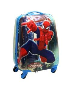 Children's travel suitcase, Spiderman, polypropylene, 16", W20 x D20 x H45 cm, blue color, with design