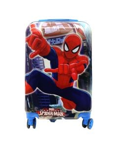 Valixhe udhëtimi për fëmijë, Spiderman, polipropilen, 20", W25 x D33 x H55 cm, ngjyra blu, me dizenjo