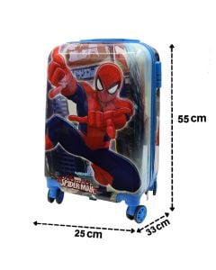 Children's travel suitcase, Spiderman, polypropylene, 20", W25 x D33 x H55 cm, blue color, with design