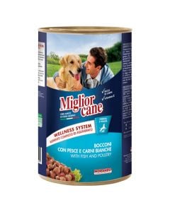 Ushqim I konservuar per qen, Miglior Cane, 1250g, me peshk dhe pule