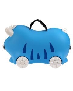 Children's travel suitcase, plastic, W21 x D52 x H32, blue color, with design