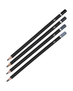 Set of pencils, Artist, 2B/4B/6B/8B, 4 pcs, black color, wooden material