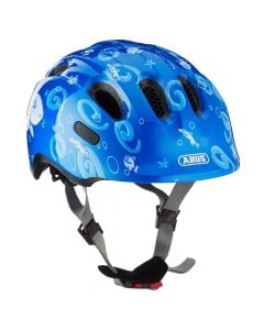 Children's bike helmet, Abus, size M, LED light, with ventilation, blue color with design